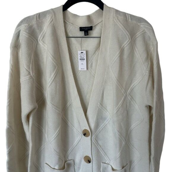 Talbots Women's Cardigan Sweater Merino Wool Cashmere Blend Button White Size LP - Picture 4 of 7